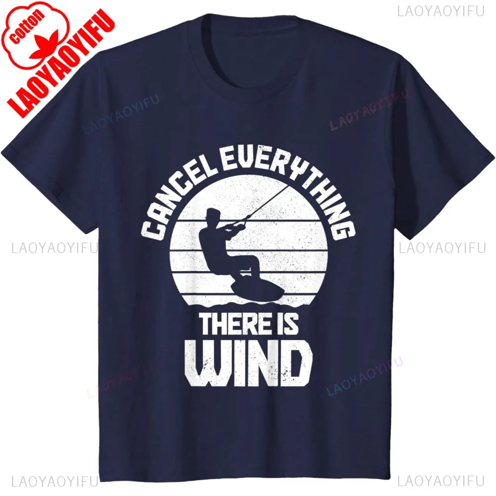 Kitesurfing Kiteboarding Graphic Printed T-Shirt Kitesurf Kiteboarder Wind Surfer Style Man Tshirt Cotton Vintage Loose Y2k Tees
