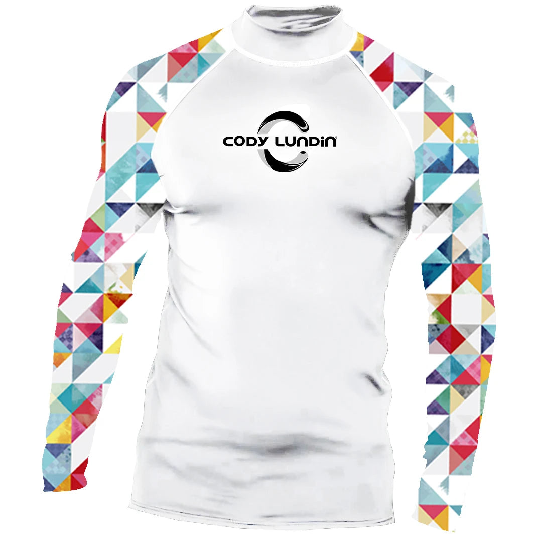 High Elasticity Couple UPF 50+ Long Sleeve Rash Guard Men Quick Dry Surf Shirt Sun Protection Swimwear for Swimming Beach Sports