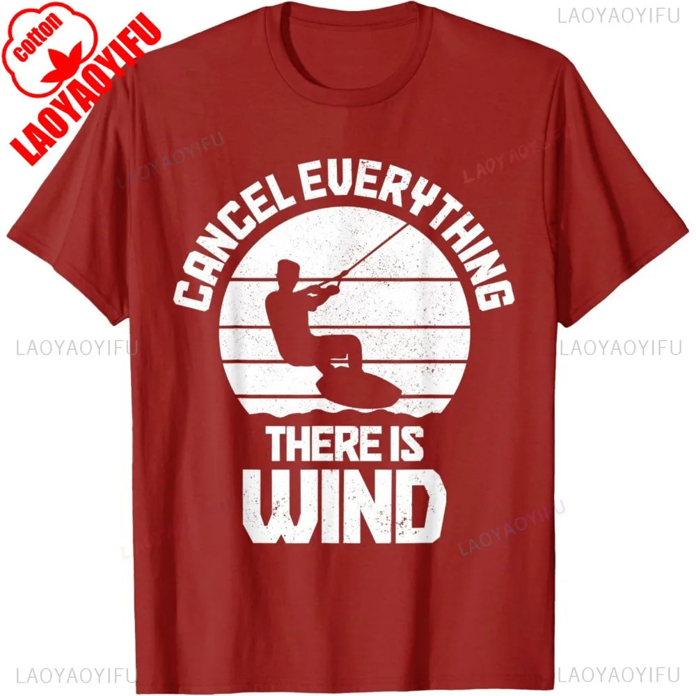 Kitesurfing Kiteboarding Graphic Printed T-Shirt Kitesurf Kiteboarder Wind Surfer Style Man Tshirt Cotton Vintage Loose Y2k Tees