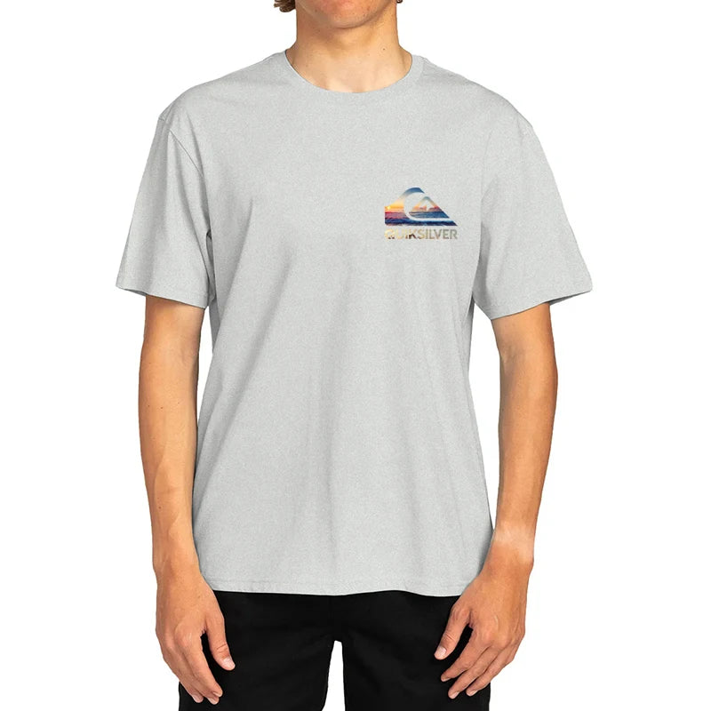 Summer  Sunset Wave Logo T-Shirt for Men Women , Surf Style Graphic Tee, Oversized Cotton Summer Short Sleeve Top Streetwear