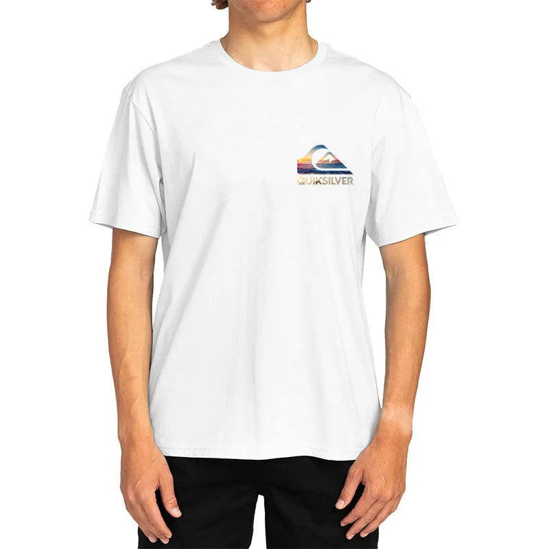 Summer  Sunset Wave Logo T-Shirt for Men Women , Surf Style Graphic Tee, Oversized Cotton Summer Short Sleeve Top Streetwear