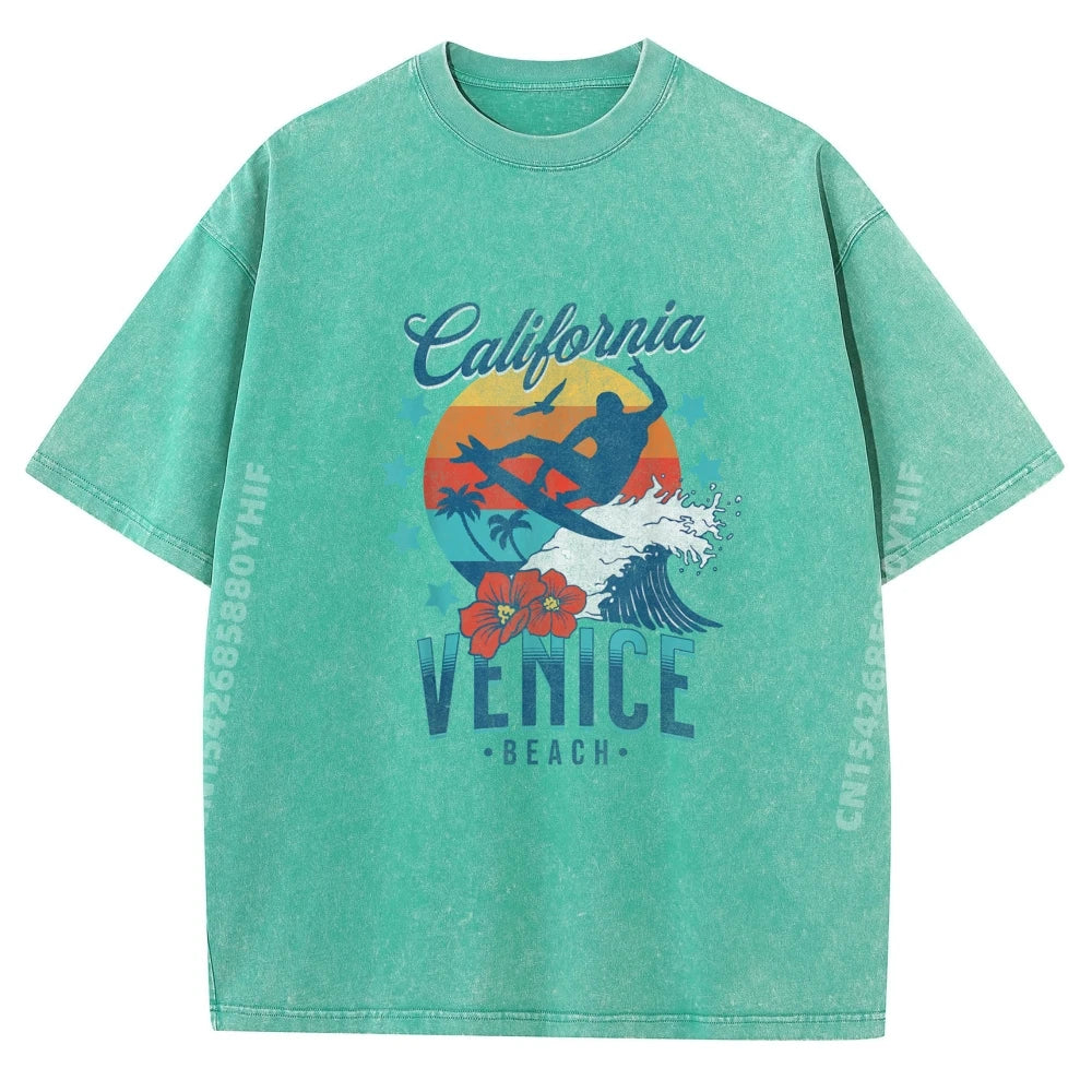 Venice Beach California Surfing Vintage Vacation Retro Surf Graphic T Shirts Men Oversized Man T Shirts For Men Mother's Day