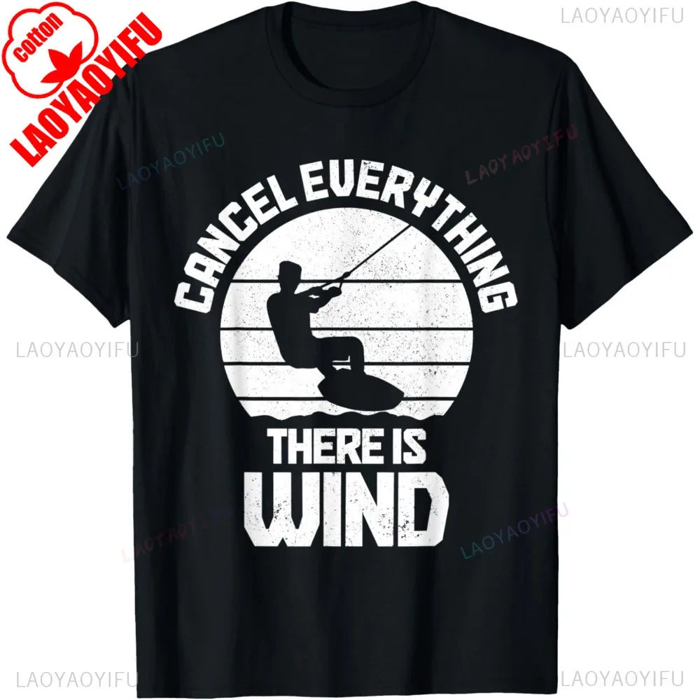Kitesurfing Kiteboarding Graphic Printed T-Shirt Kitesurf Kiteboarder Wind Surfer Style Man Tshirt Cotton Vintage Loose Y2k Tees