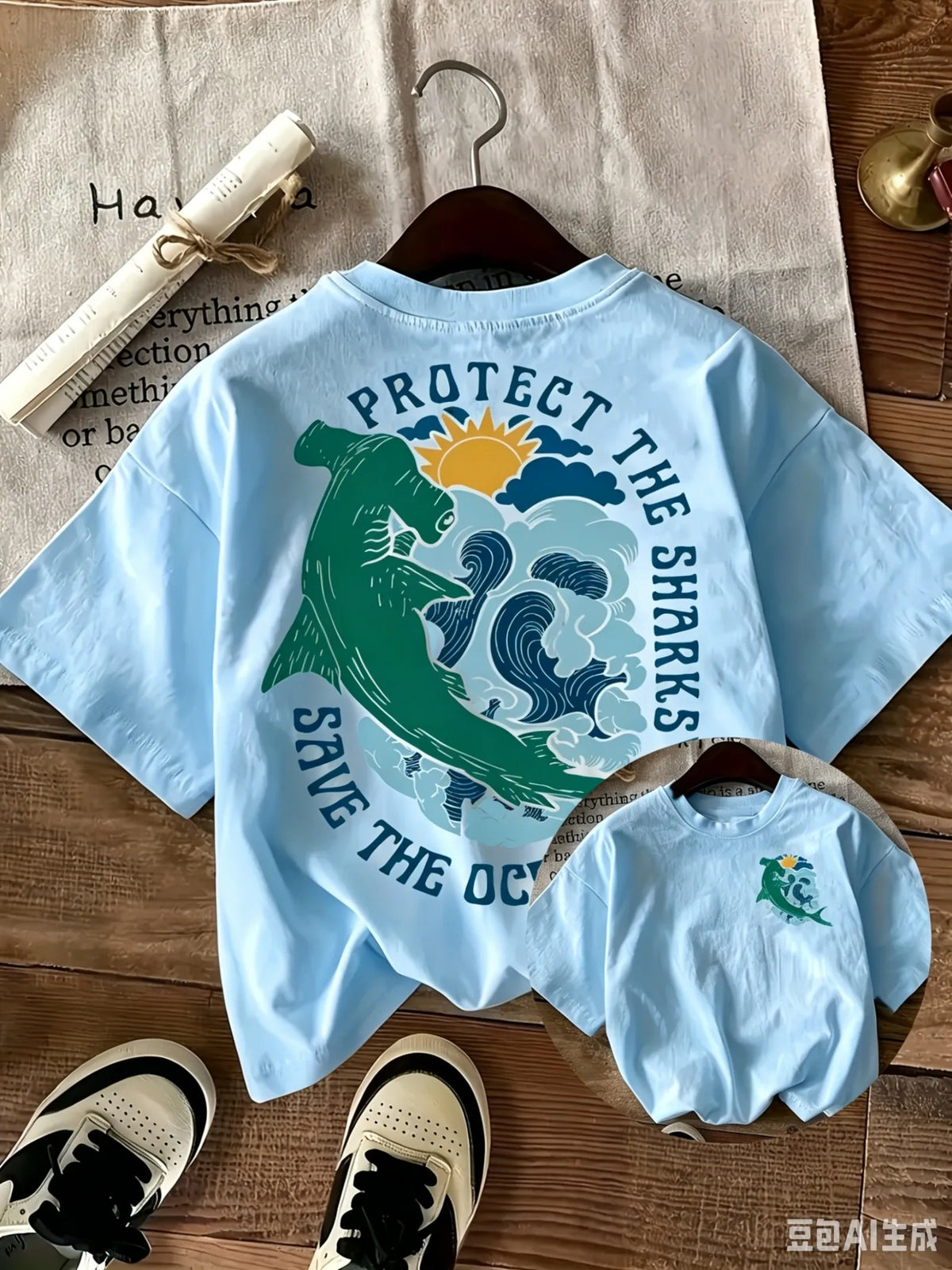 2026 Summer New Design Beach Vacation Surf Print Cotton T-Shirt Daily Casual Unisex For Kids And Adults
