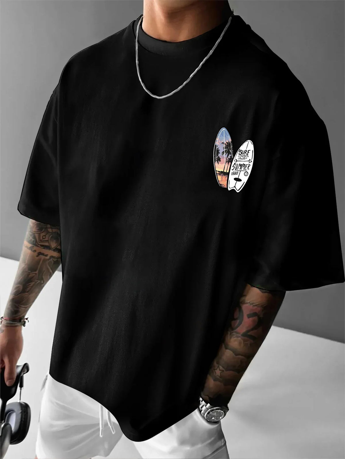 Men California Surf T Shirt Cotton Sunset Palm Tree Beach Graphic Print Oversized Vintage Streetwear Casual Short Sleeve Tee