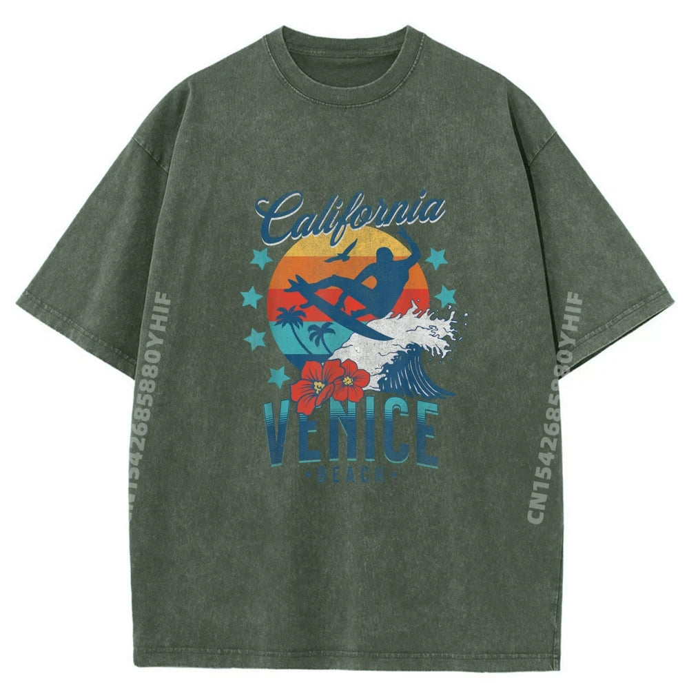 Venice Beach California Surfing Vintage Vacation Retro Surf Graphic T Shirts Men Oversized Man T Shirts For Men Mother's Day
