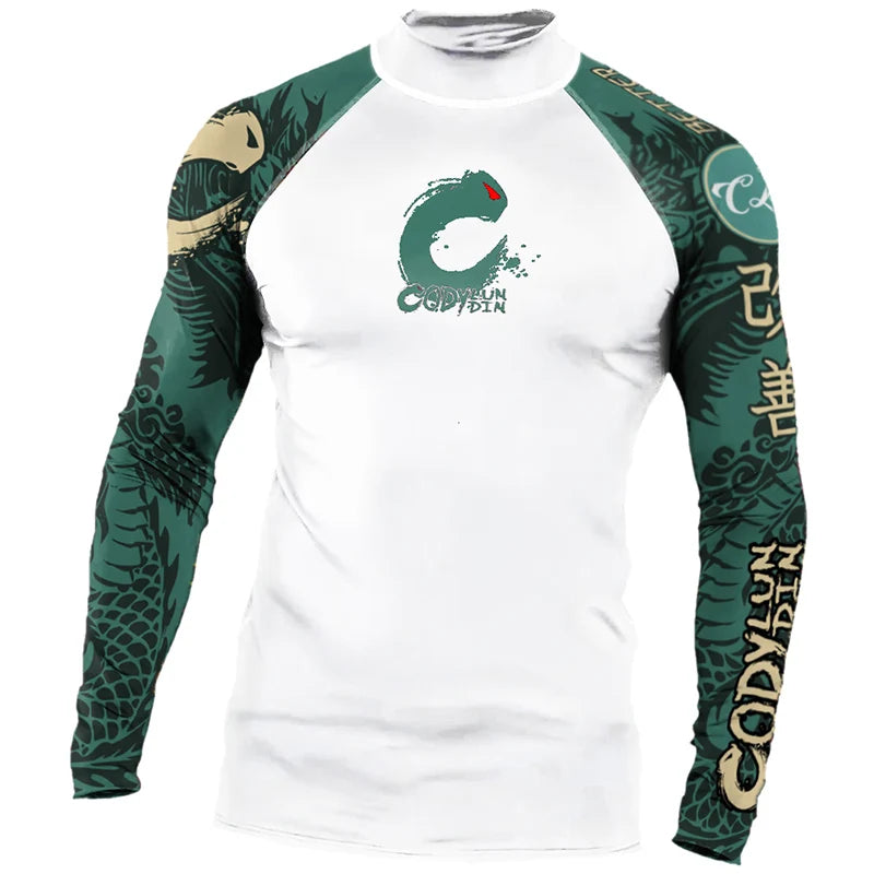 High Elasticity Couple UPF 50+ Long Sleeve Rash Guard Men Quick Dry Surf Shirt Sun Protection Swimwear for Swimming Beach Sports