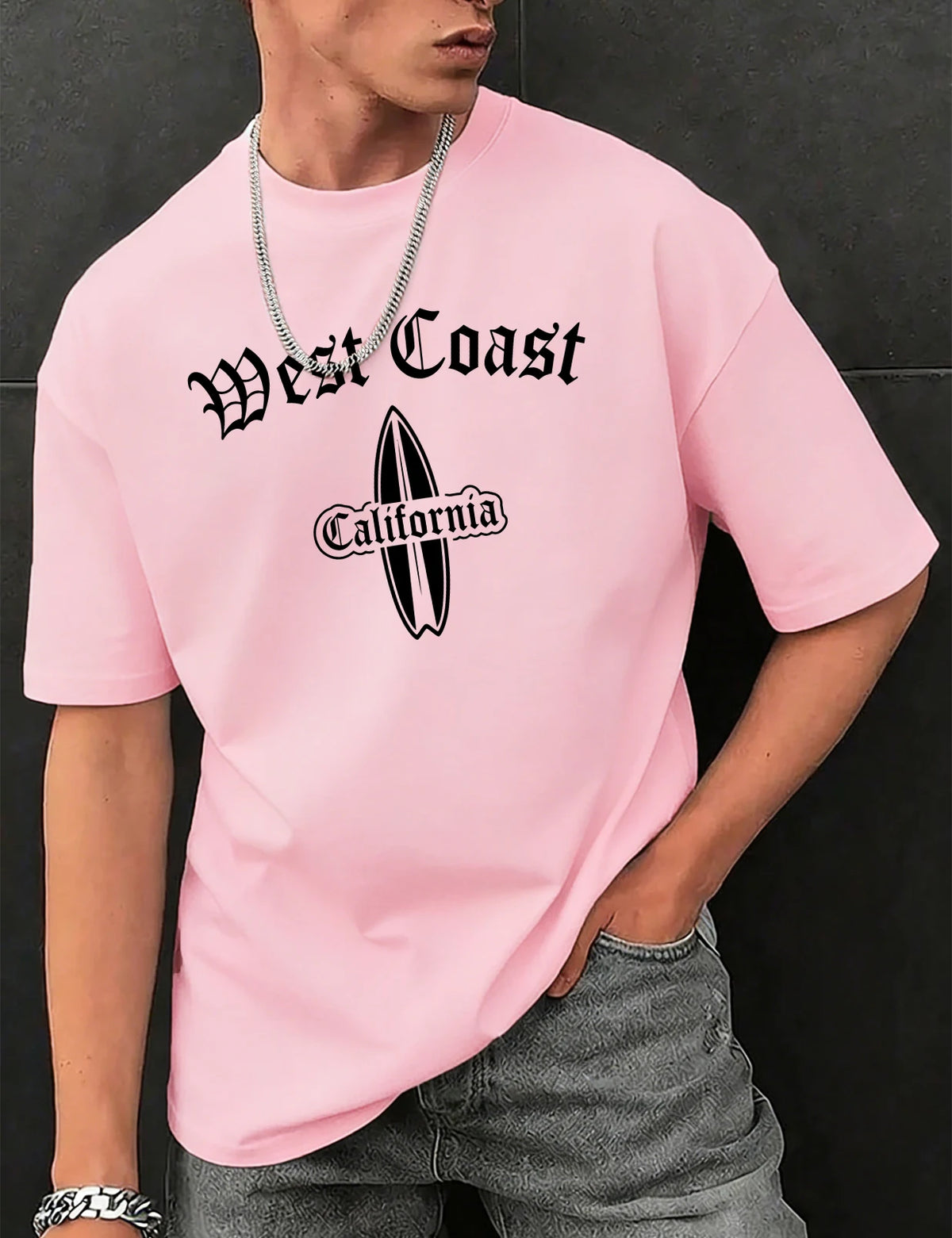 West Cosat Cliafornia Surfing Printed T-Shirts Men Cotton Casual Trendy T Shirt Soft Fashion Clothing Summer Crewneck Streetwear