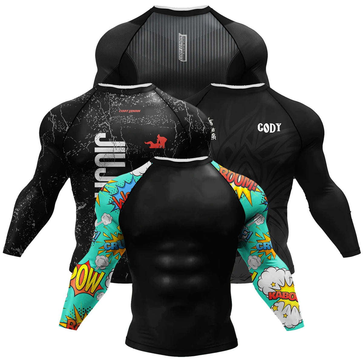 Cody Lundin Swimming Surfing T-shirt Tight Long Sleeve Compression Training Grappling Sportwear MMA BJJ Combat Rash Guard