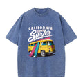 2026 California Super Surfer Van T Shirt Vintage Washed Pink Retro Graphic Tee Unisex Casual Beach Top