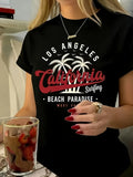 Men's & Women's 100% Cotton Summer T-Shirt California Los Angeles Beach Print Casual Surf Tee