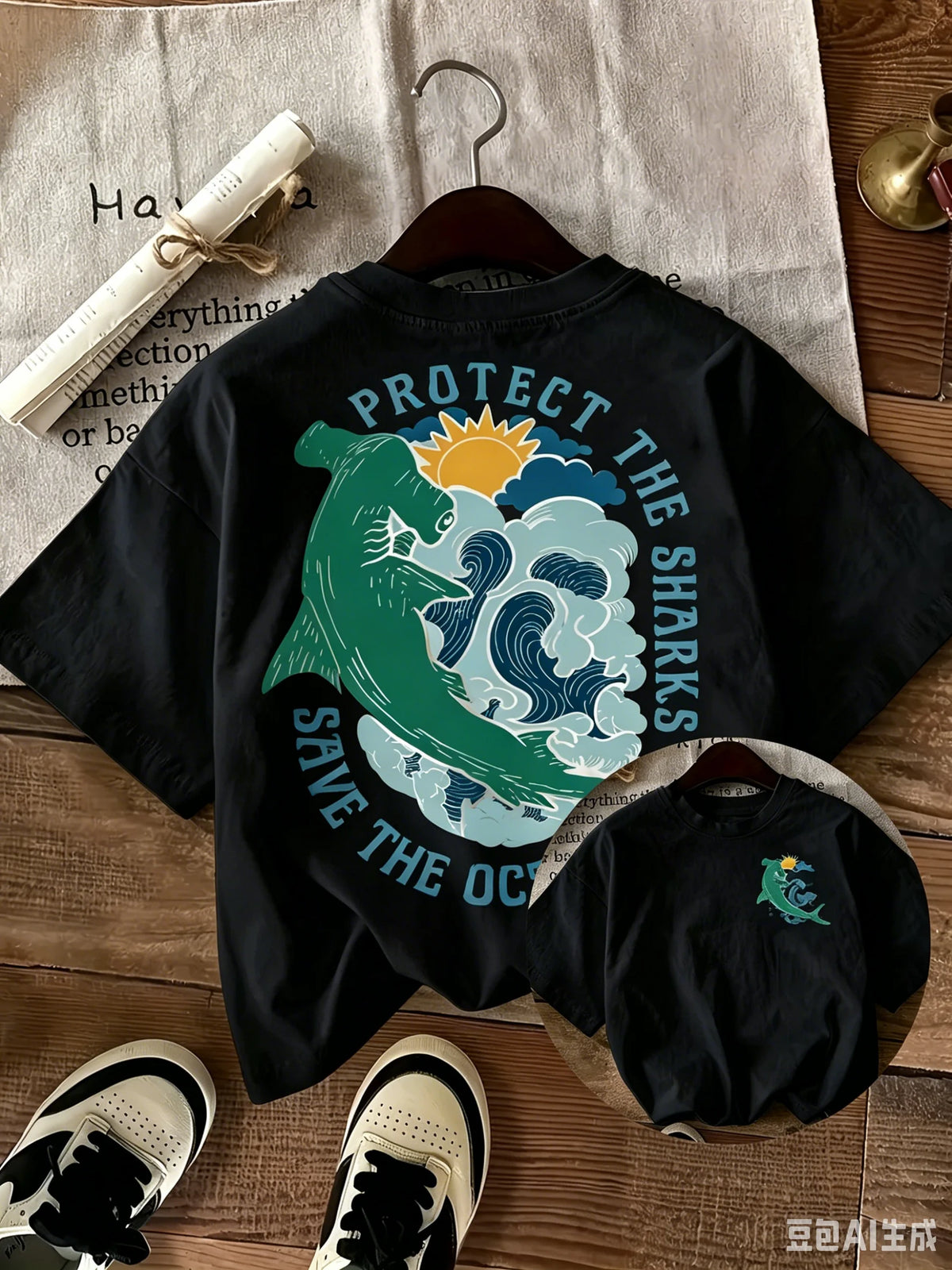 2026 Summer New Design Beach Vacation Surf Print Cotton T-Shirt Daily Casual Unisex For Kids And Adults