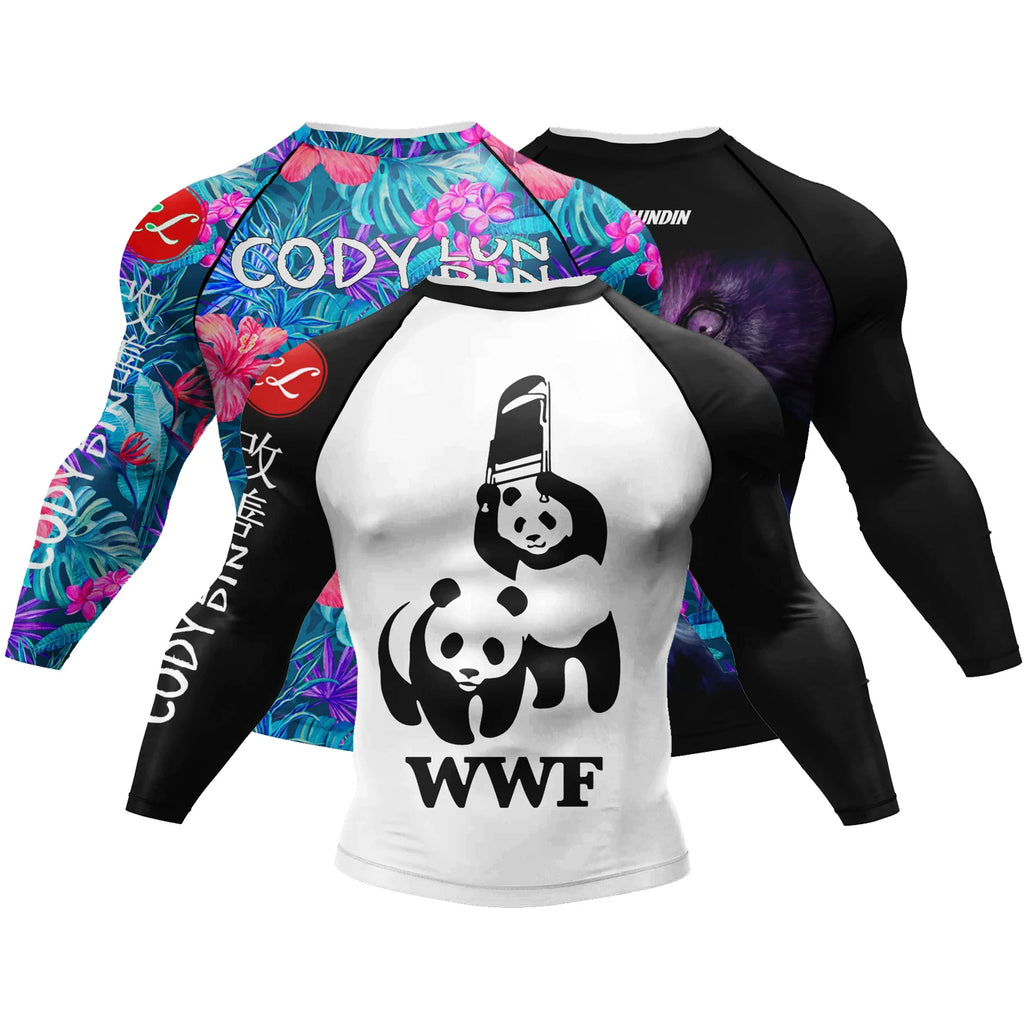Cody Lundin Swimming Surfing T-shirt Tight Long Sleeve Compression Training Grappling Sportwear MMA BJJ Combat Rash Guard