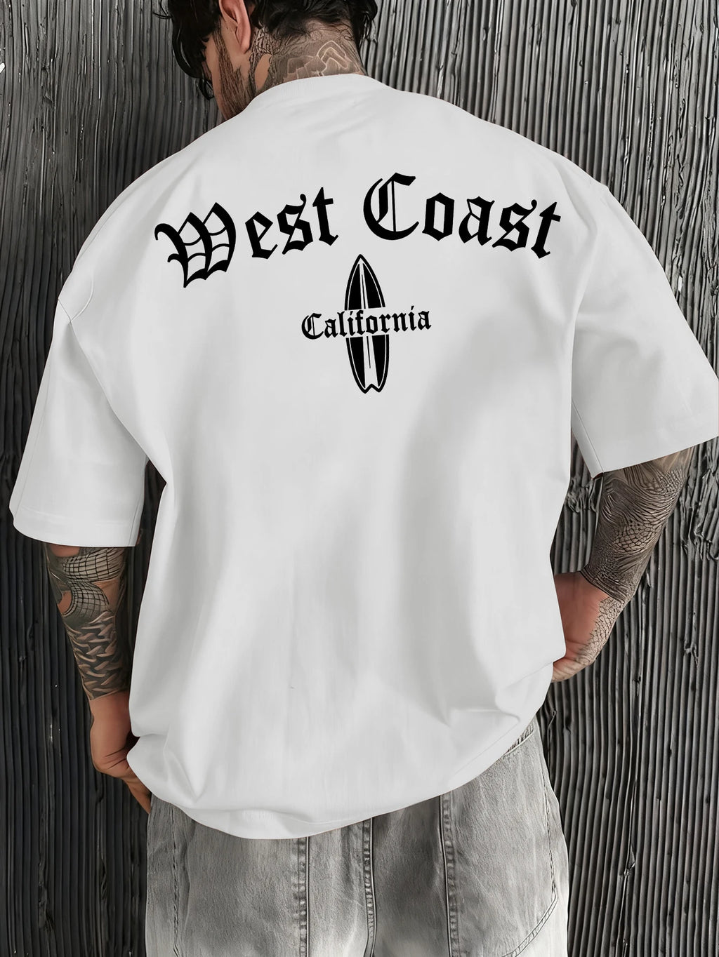 Retro West Coast Gothic Oversized T-shirt California Surfboard Print Casual Summer 90s Grunge Streetwear Tee