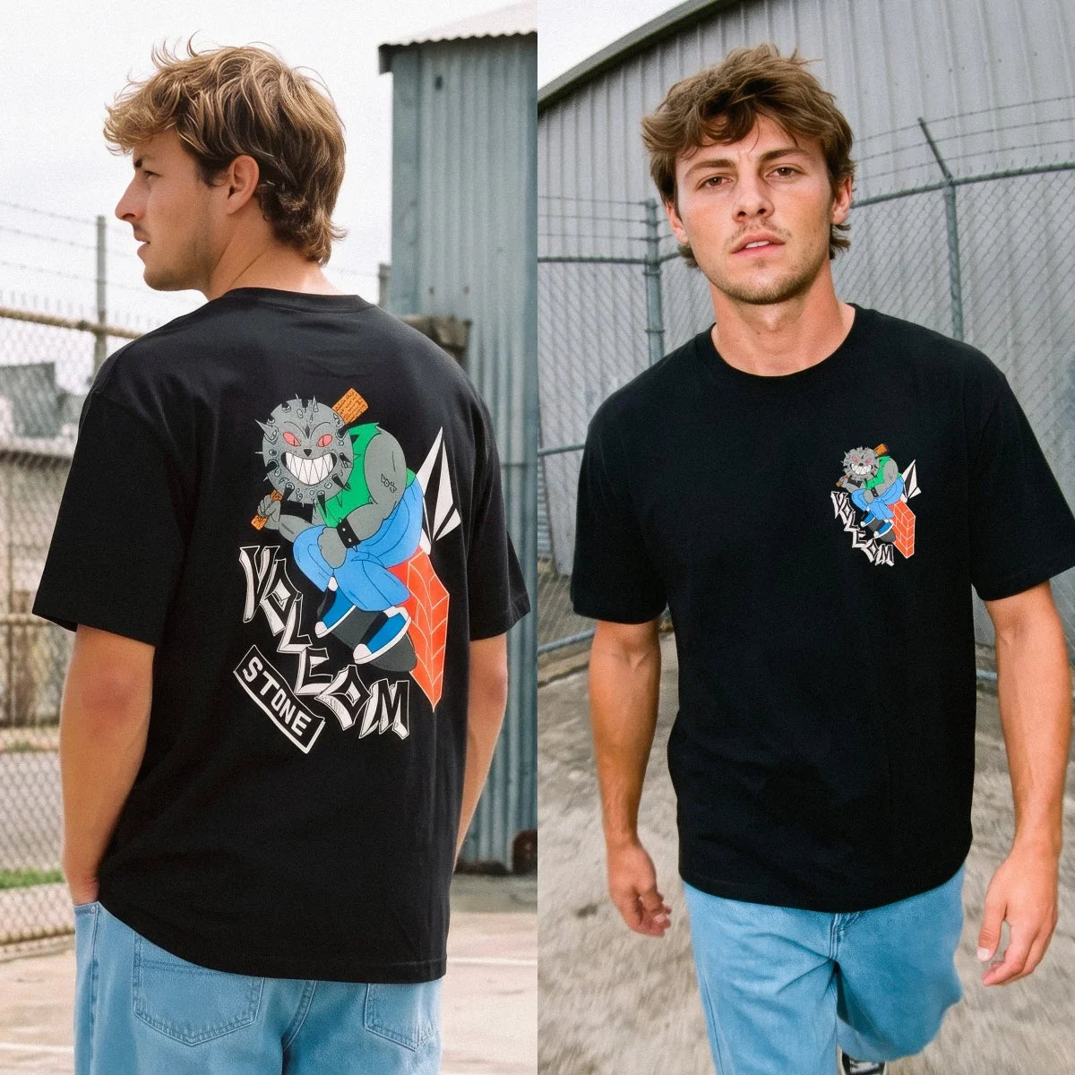 Workwear Volcom Outdoor Extreme Sports Trend Brand Graphic T-Shirt Cotton Men Women Skater Surfers Streetwear Tee