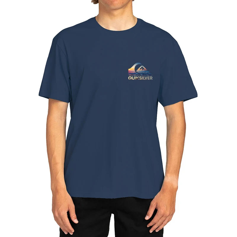 Summer  Sunset Wave Logo T-Shirt for Men Women , Surf Style Graphic Tee, Oversized Cotton Summer Short Sleeve Top Streetwear