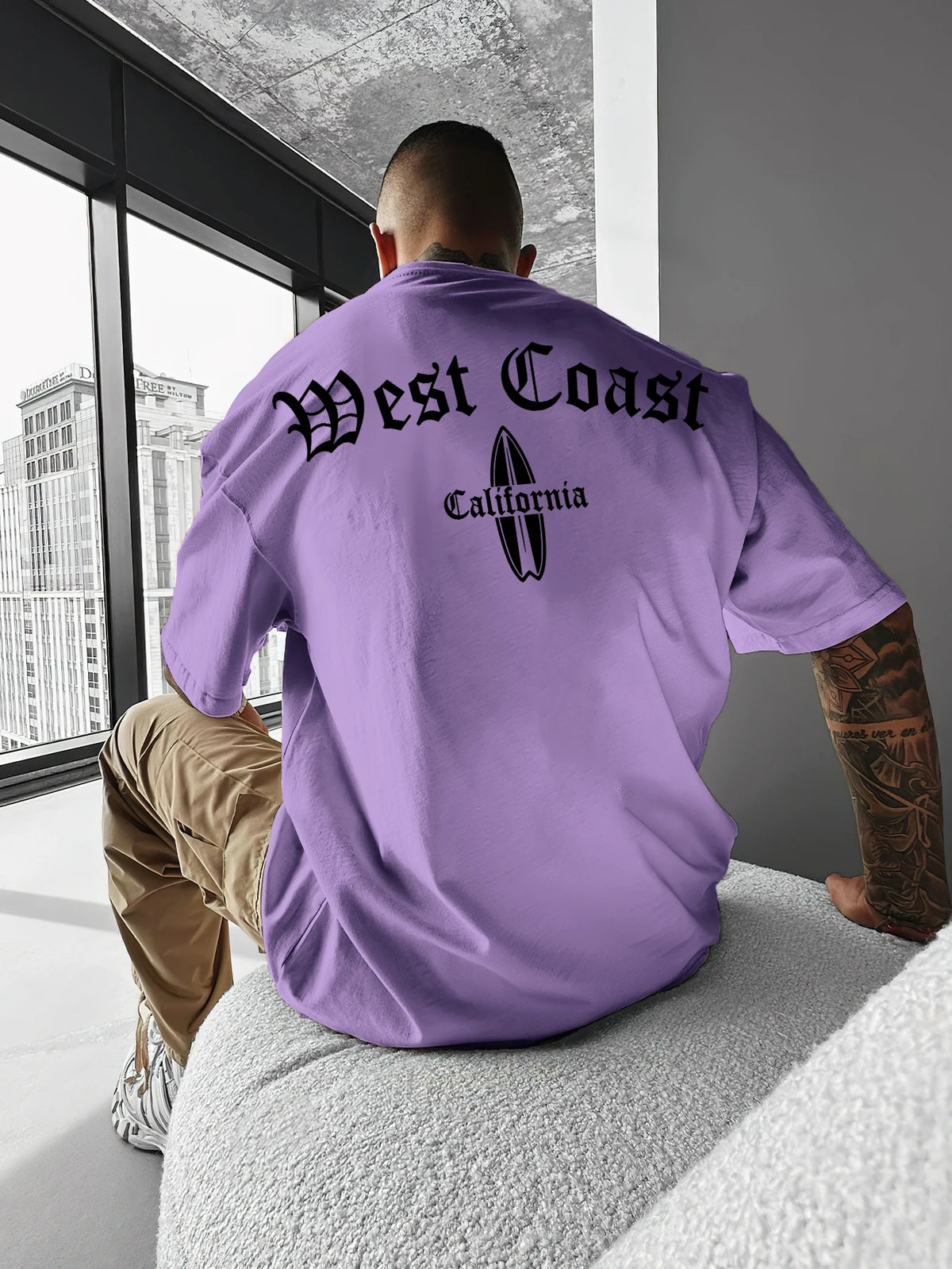Retro West Coast Gothic Oversized T-shirt California Surfboard Print Casual Summer 90s Grunge Streetwear Tee