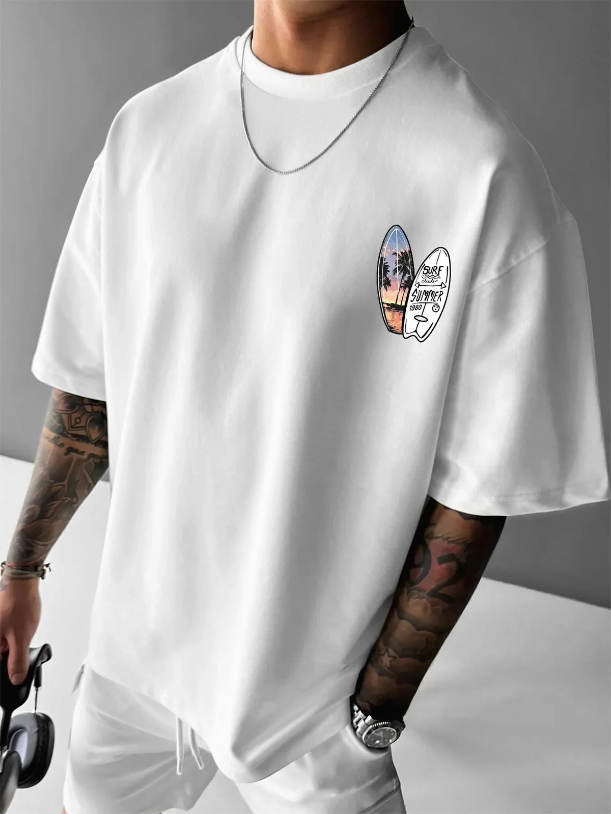 Men California Surf T Shirt Cotton Sunset Palm Tree Beach Graphic Print Oversized Vintage Streetwear Casual Short Sleeve Tee