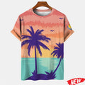 New Palm Tree Graphic Men's T-shirt Hawaiian Summer Beach T Shirt Casual Round Neck Short Sleeve Tops Street Loose Tee Shirts