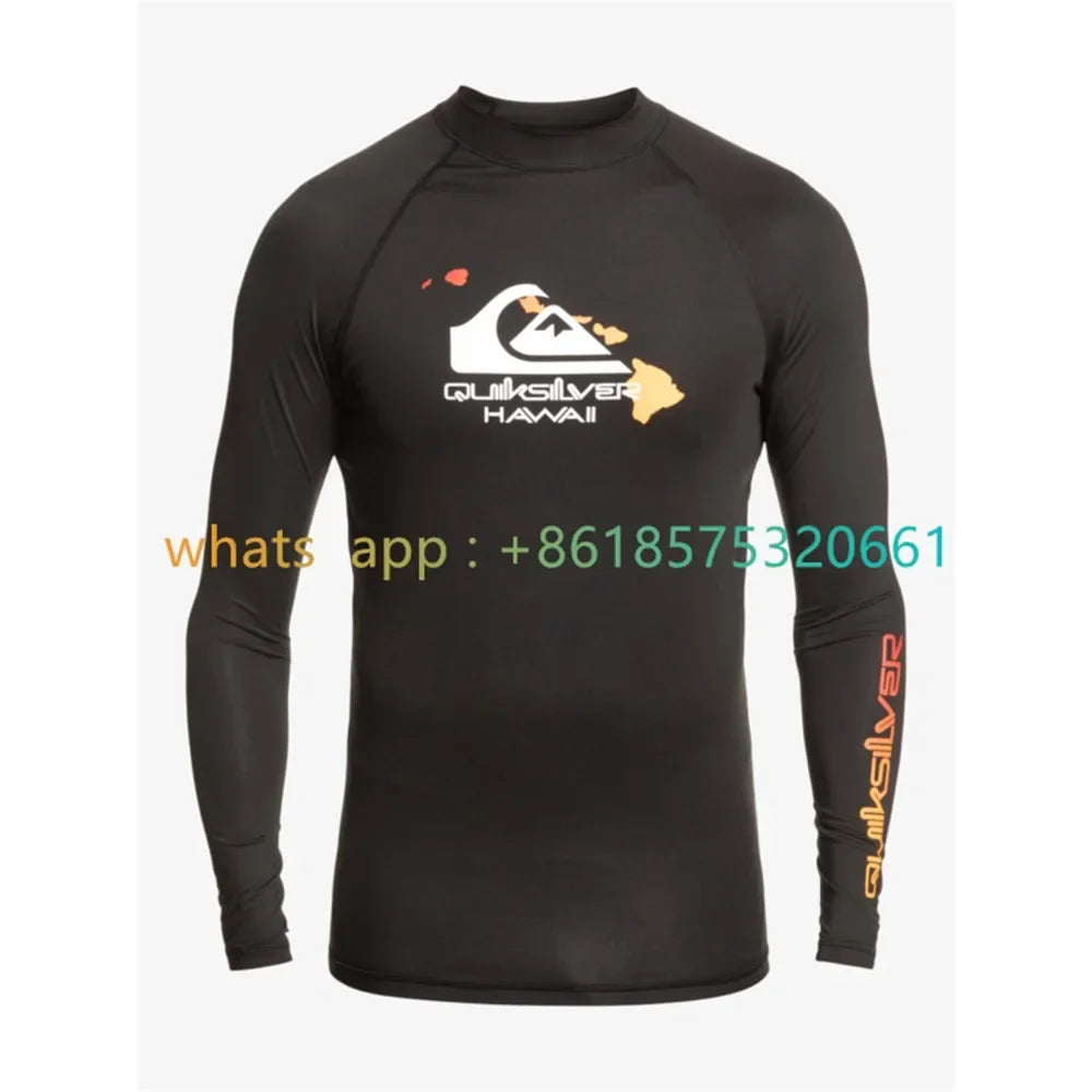 Men Surfing Wetsuit Long Sleeve Shirts Quick Drying Fitness Male Clothes Swimming Diving Rash Guard Swimwear UV Protection 2025