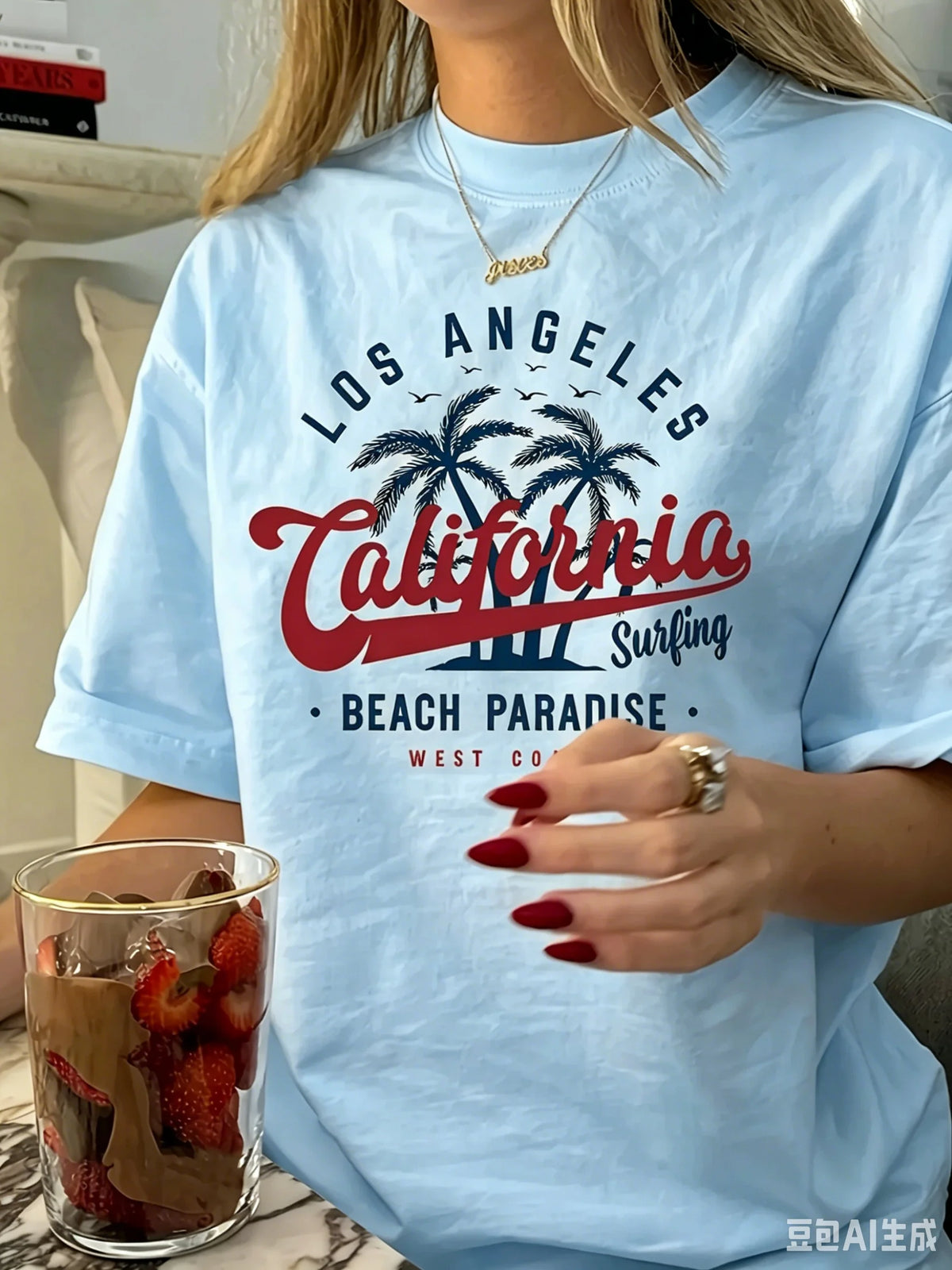 2026 Summer New Design Beach Vacation Surf Print Cotton T-Shirt Daily Casual Unisex For Kids And Adults