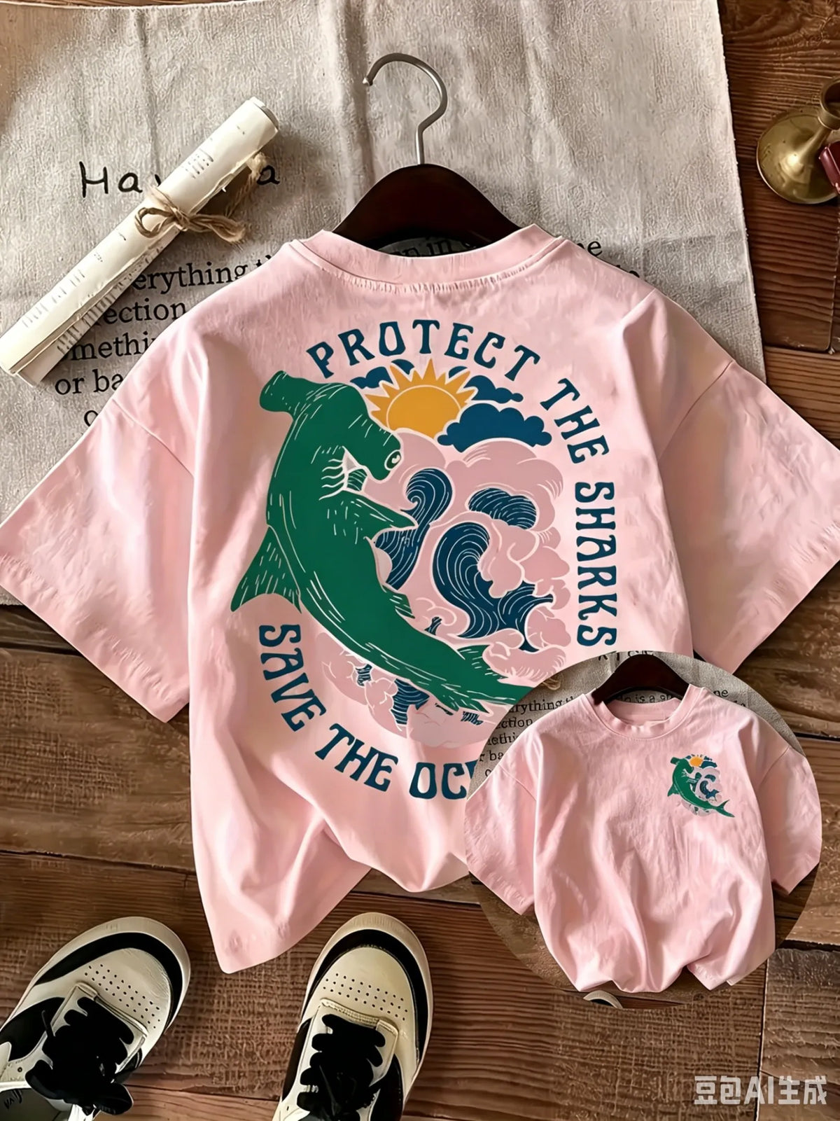 2026 Summer New Design Beach Vacation Surf Print Cotton T-Shirt Daily Casual Unisex For Kids And Adults