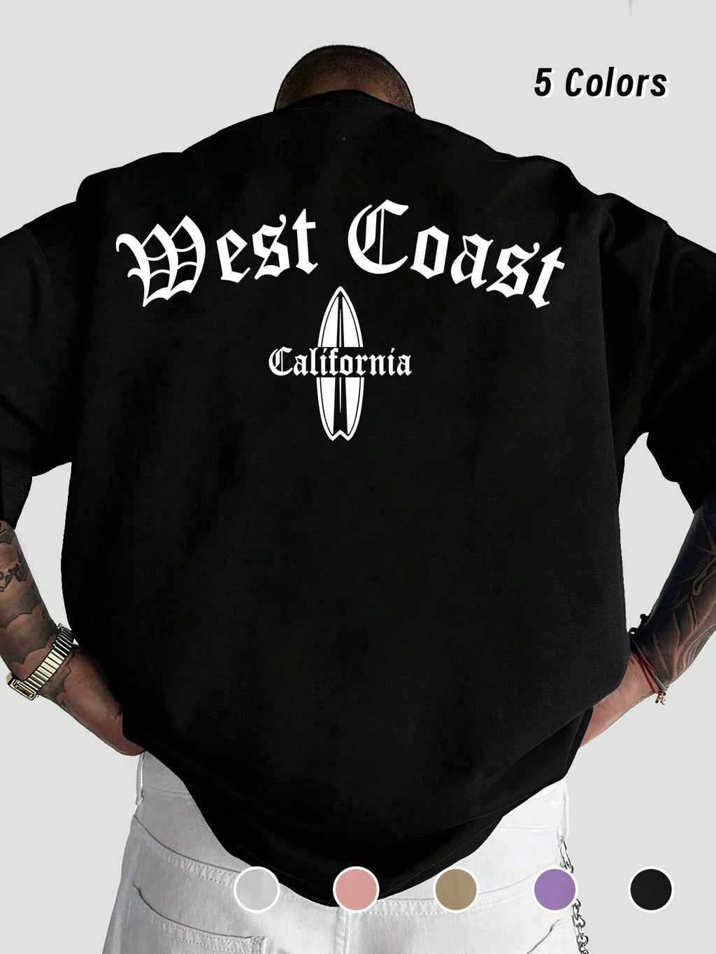 Retro West Coast Gothic Oversized T-shirt California Surfboard Print Casual Summer 90s Grunge Streetwear Tee