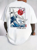 New 100% Cotton Fashion T-shirt Adult Men Kanagawa Cherry Blossom Japan Features Simple Design Comfortable Soft Breathable