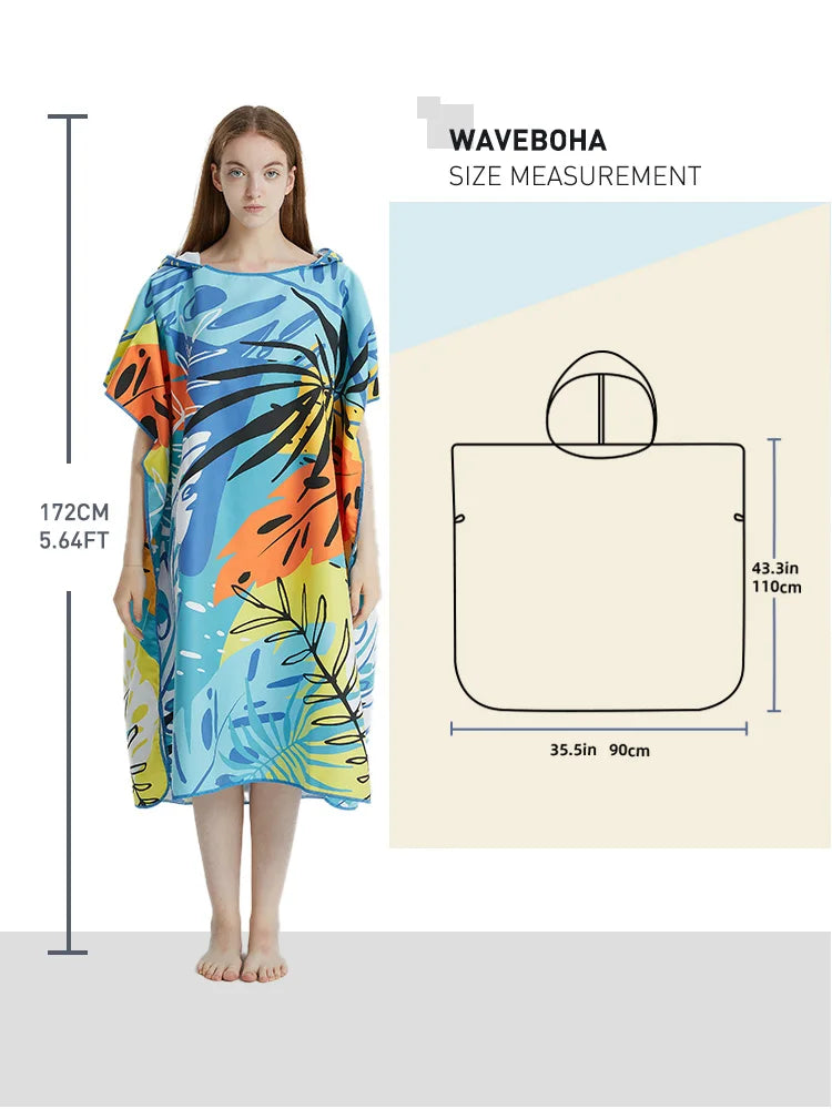 Surf Poncho Towel Poncho Quick-Dry Towel Hoodie Microfiber Beach Robe Changing Poncho Swim Towel Beach Poncho For Adults (A20)