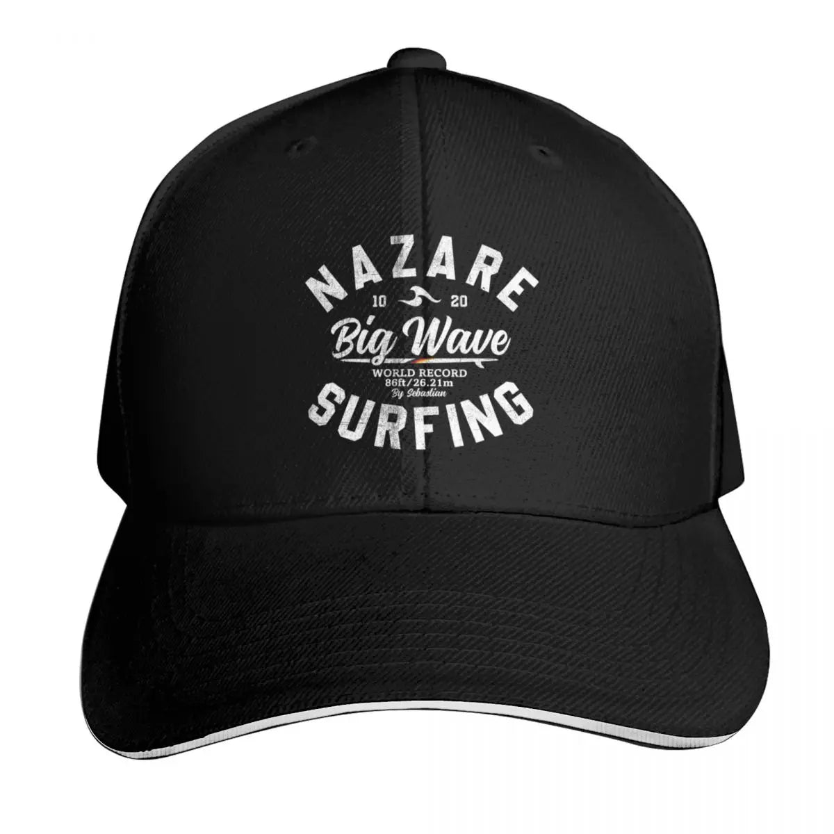 NAZARE BIG WAVE WORLD RECORD 26.21m BY SUBGIRL Baseball Cap Cotton Twill Breathable Contrast Two Tone Brim Snapback Flat Bill