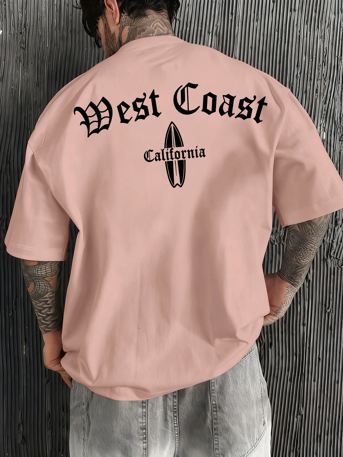 Retro West Coast Gothic Oversized T-shirt California Surfboard Print Casual Summer 90s Grunge Streetwear Tee