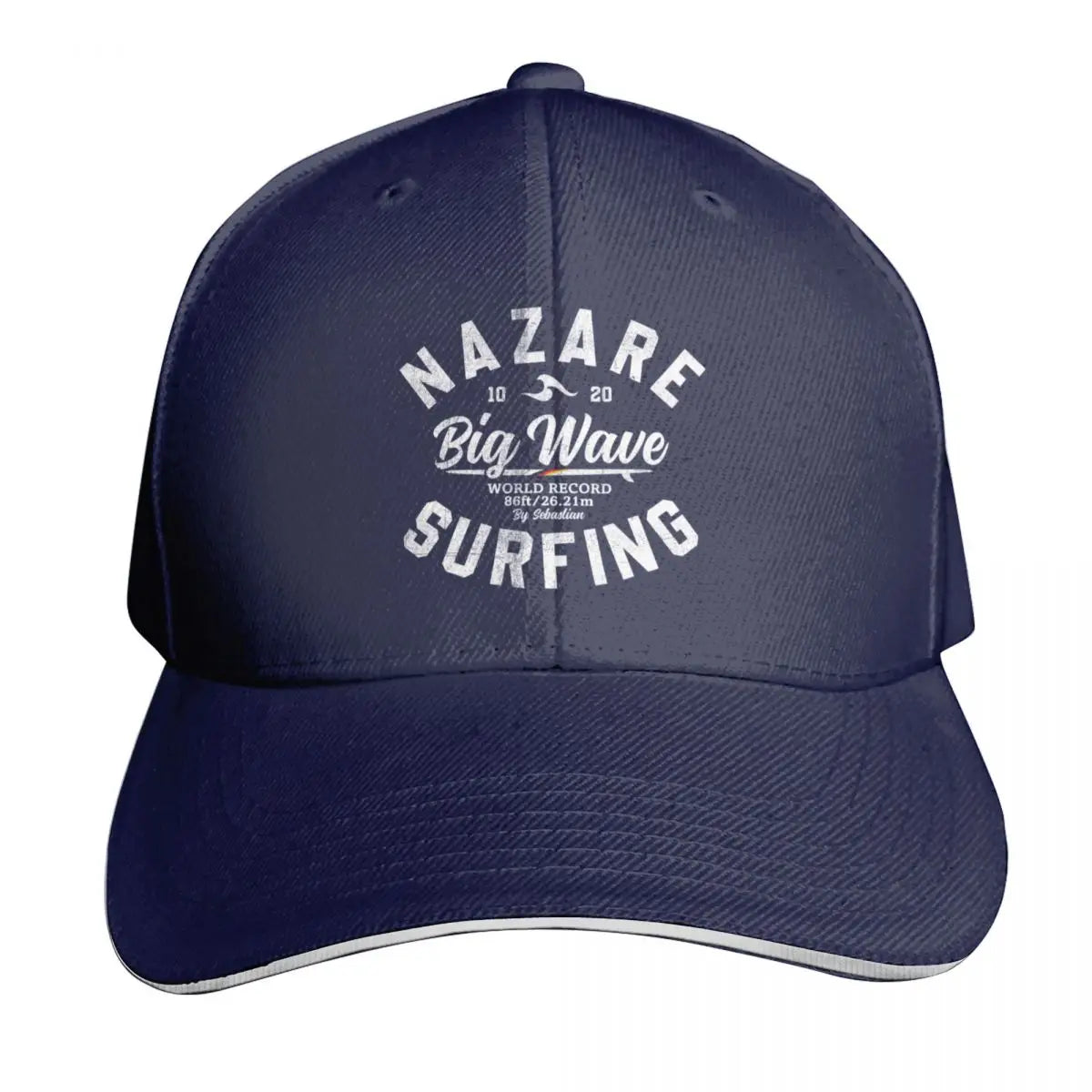 NAZARE BIG WAVE WORLD RECORD 26.21m BY SUBGIRL Baseball Cap Cotton Twill Breathable Contrast Two Tone Brim Snapback Flat Bill