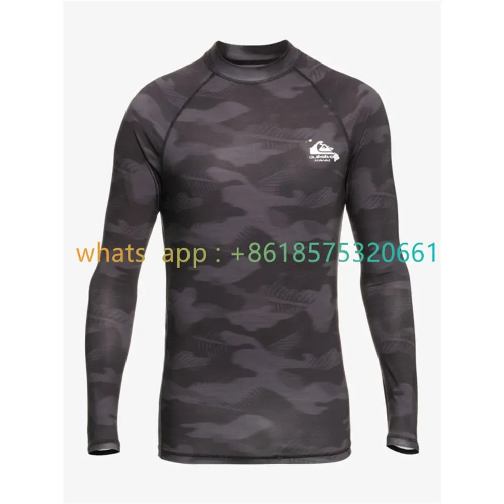 Men Surfing Wetsuit Long Sleeve Shirts Quick Drying Fitness Male Clothes Swimming Diving Rash Guard Swimwear UV Protection 2025