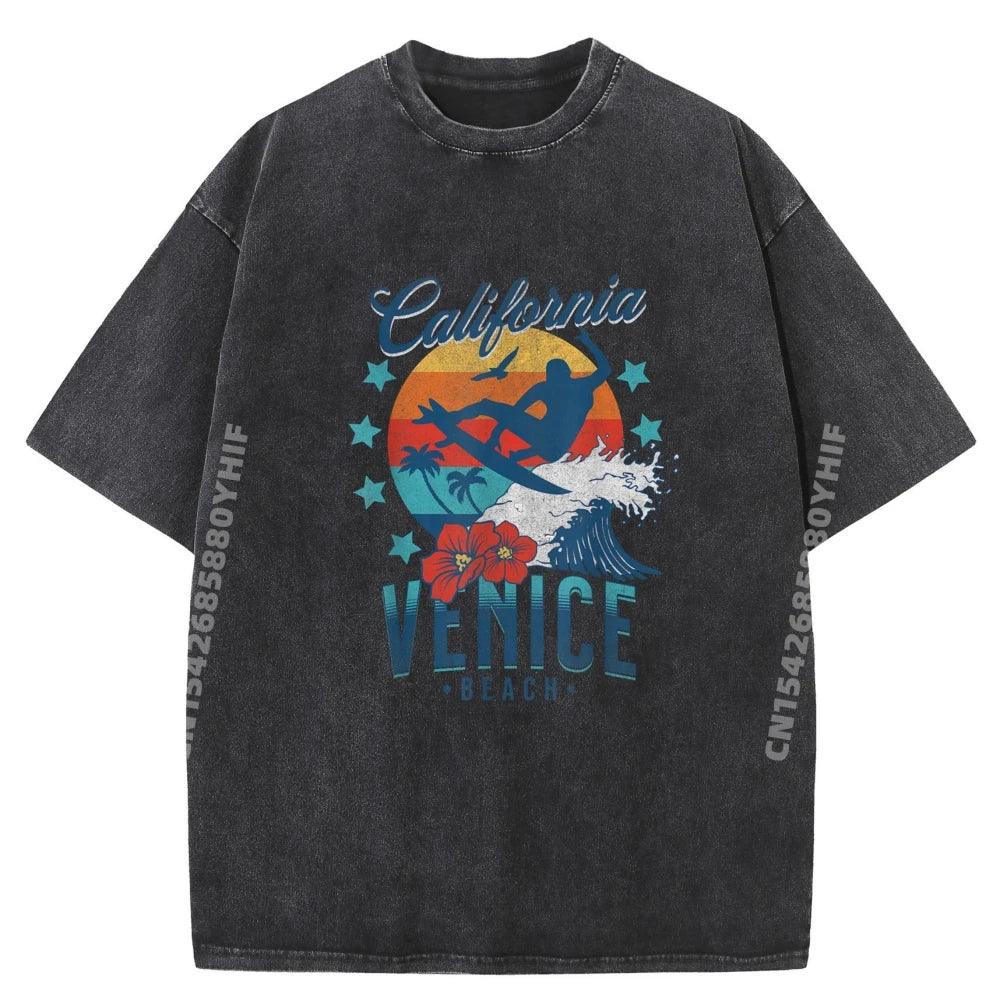 Venice Beach California Surfing Vintage Vacation Retro Surf Graphic T Shirts Men Oversized Man T Shirts For Men Mother's Day