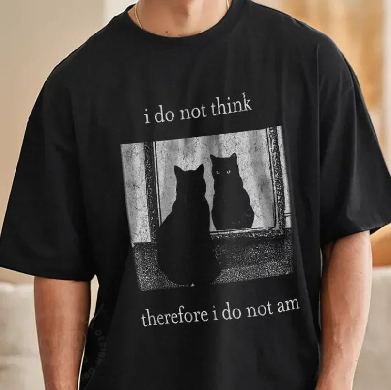 Funny Cat Surfing Great Wave Japanese Ukiyo-e Art T-Shirt New Short-sleeved Shirt Casual Loose Mesh Fashion Trend Black T-shirt