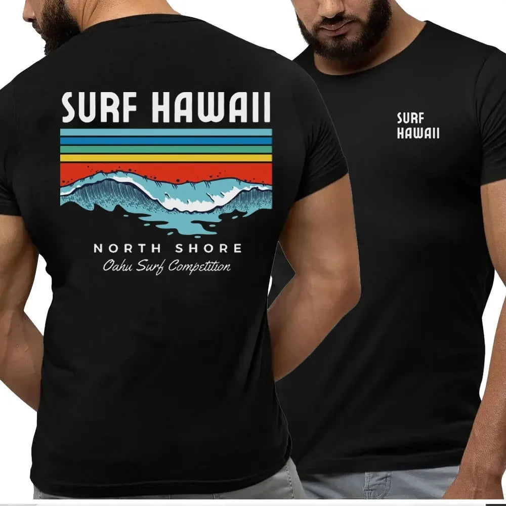 Hawaiian Traditions North Shore Hawaii Surfing Men Women White High Qulaty Cotton T-shirt Comfortable Beach-style Surf Tee Tops