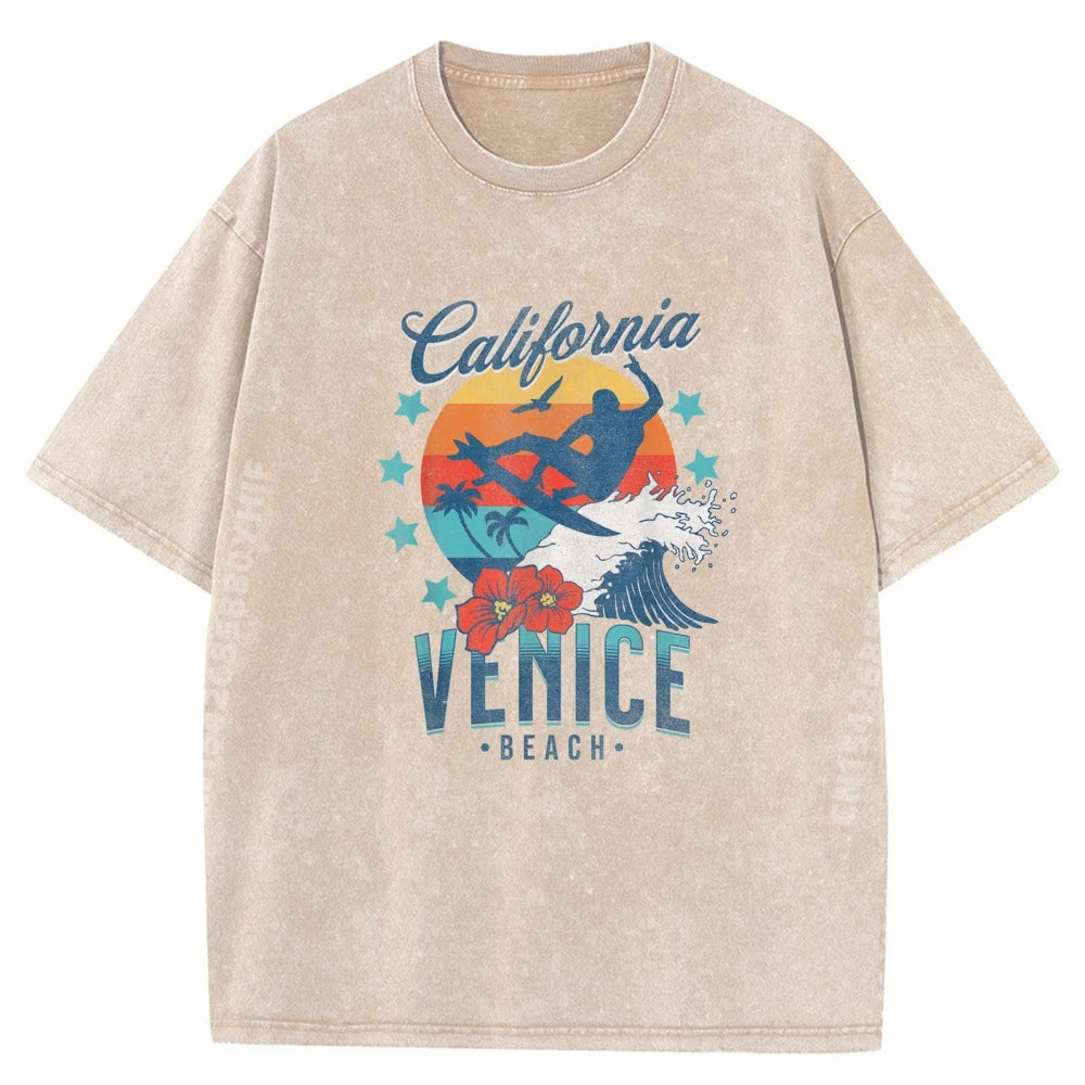 Venice Beach California Surfing Vintage Vacation Retro Surf Graphic T Shirts Men Oversized Man T Shirts For Men Mother's Day