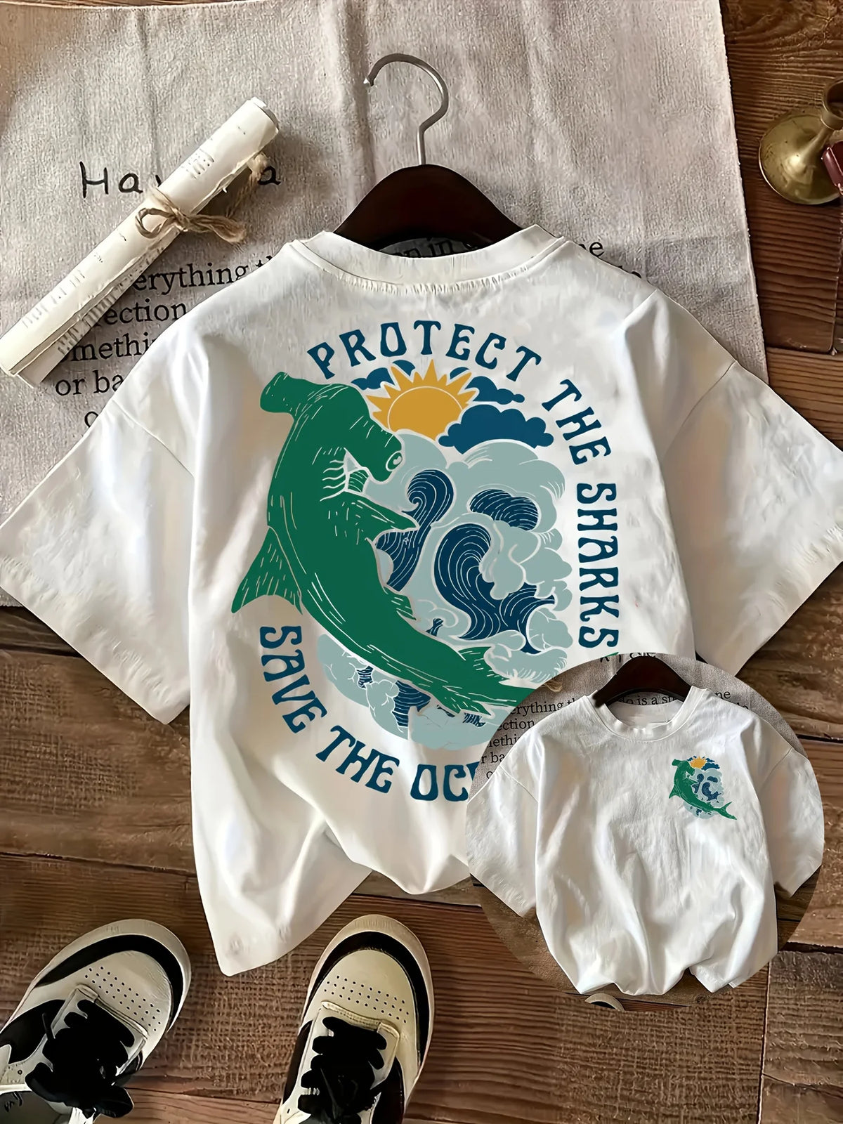 2026 Summer New Design Beach Vacation Surf Print Cotton T-Shirt Daily Casual Unisex For Kids And Adults