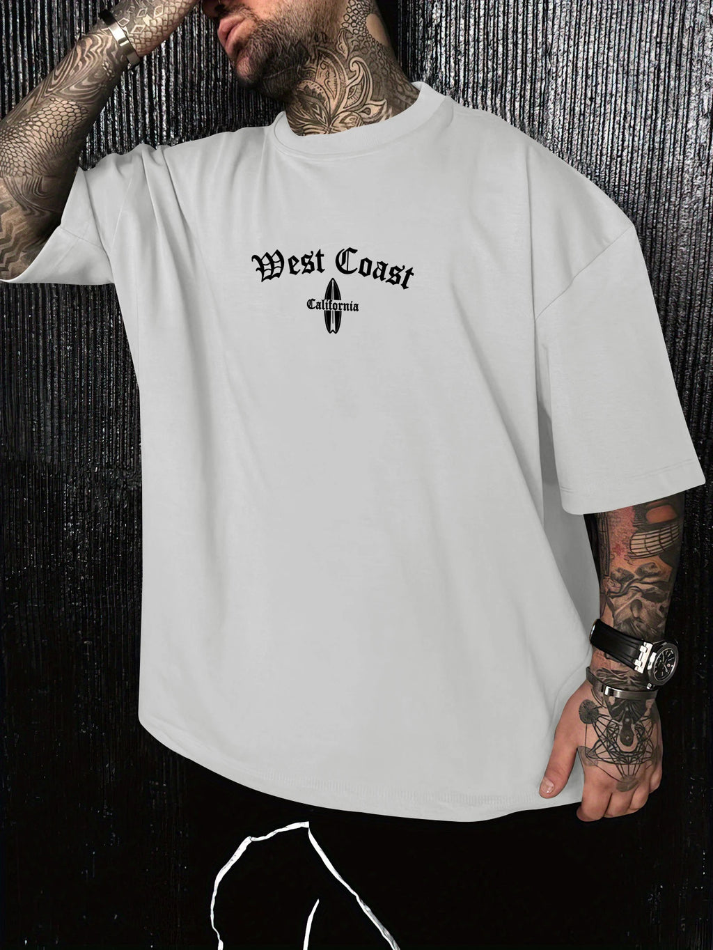 Retro West Coast Gothic Oversized T-shirt California Surfboard Print Casual Summer 90s Grunge Streetwear Tee