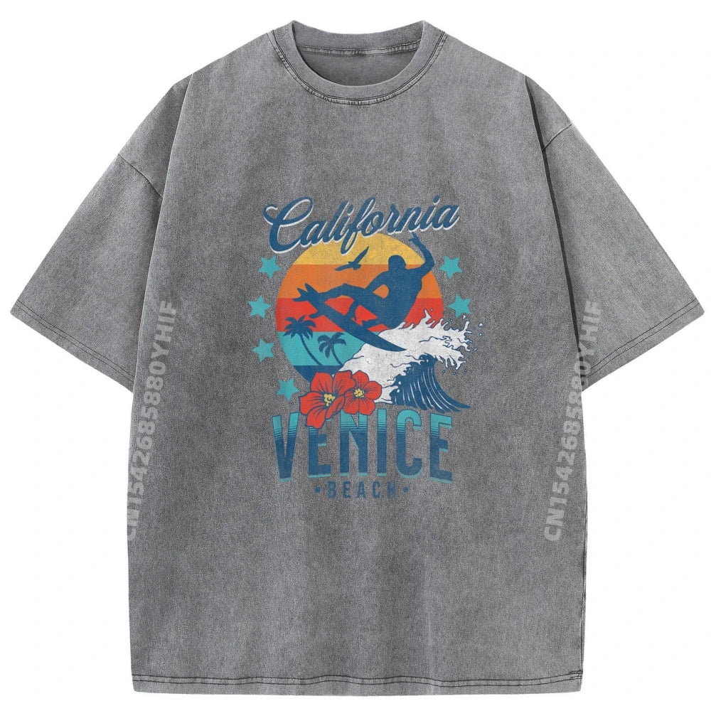 Venice Beach California Surfing Vintage Vacation Retro Surf Graphic T Shirts Men Oversized Man T Shirts For Men Mother's Day