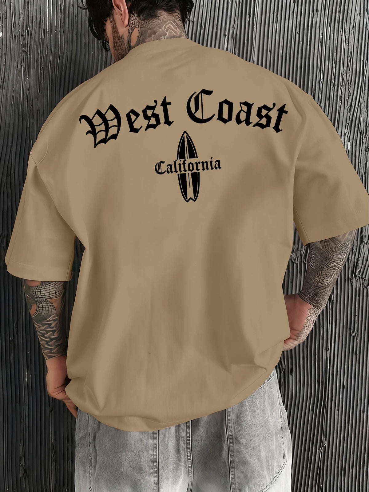 Retro West Coast Gothic Oversized T-shirt California Surfboard Print Casual Summer 90s Grunge Streetwear Tee