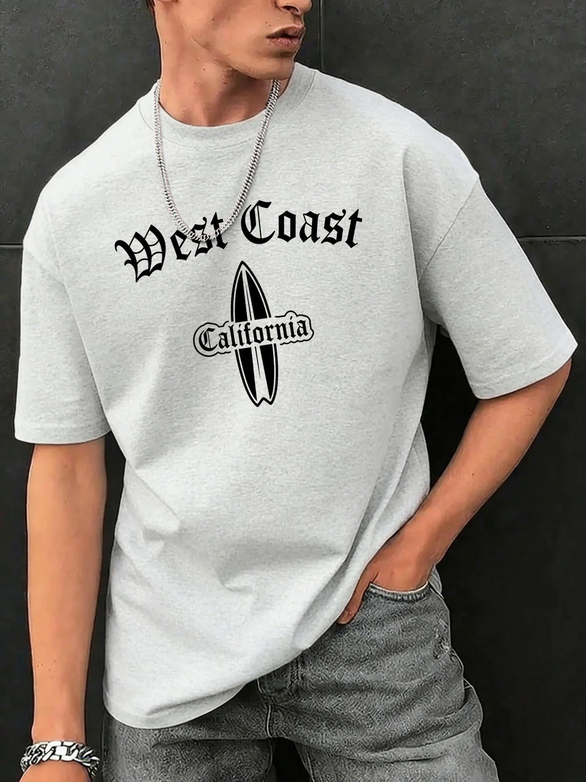 West Cosat Cliafornia Surfing Printed T-Shirts Men Cotton Casual Trendy T Shirt Soft Fashion Clothing Summer Crewneck Streetwear
